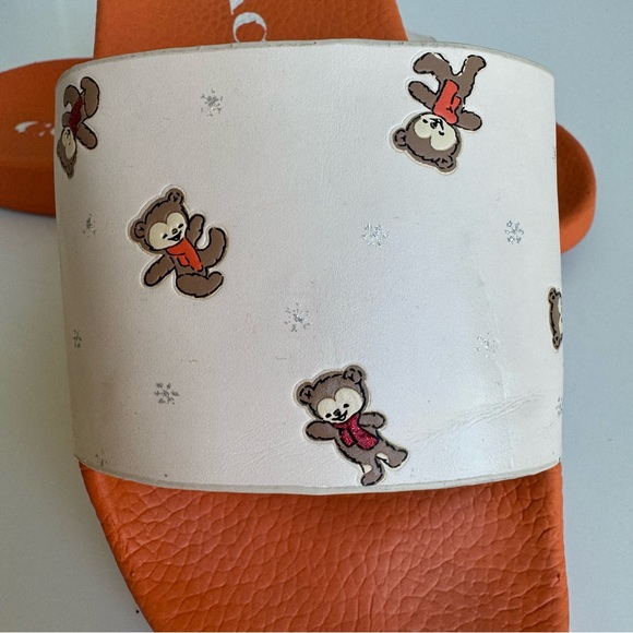 Coach Udele Sport Teddy Bear Printed Signature Slide Orange Cream Size 7B - Picture 8 of 10
